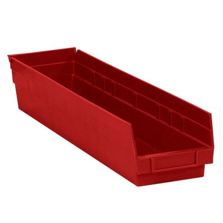 Bsc Preferred 23 5/8 x 4 1/8 x 4'' Red Plastic Shelf Bin Boxes, 16PK BUY00012776
